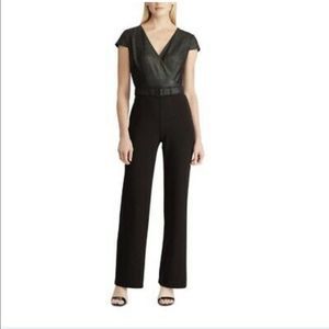 RALPH LAUREN - Womens Black Belted Glitter Wrap V Neck Jumpsuit | Size 4